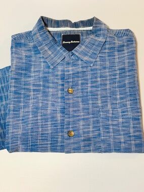 Tommy Bahama Men’s Silk Button Down Shirt Blue X-Large